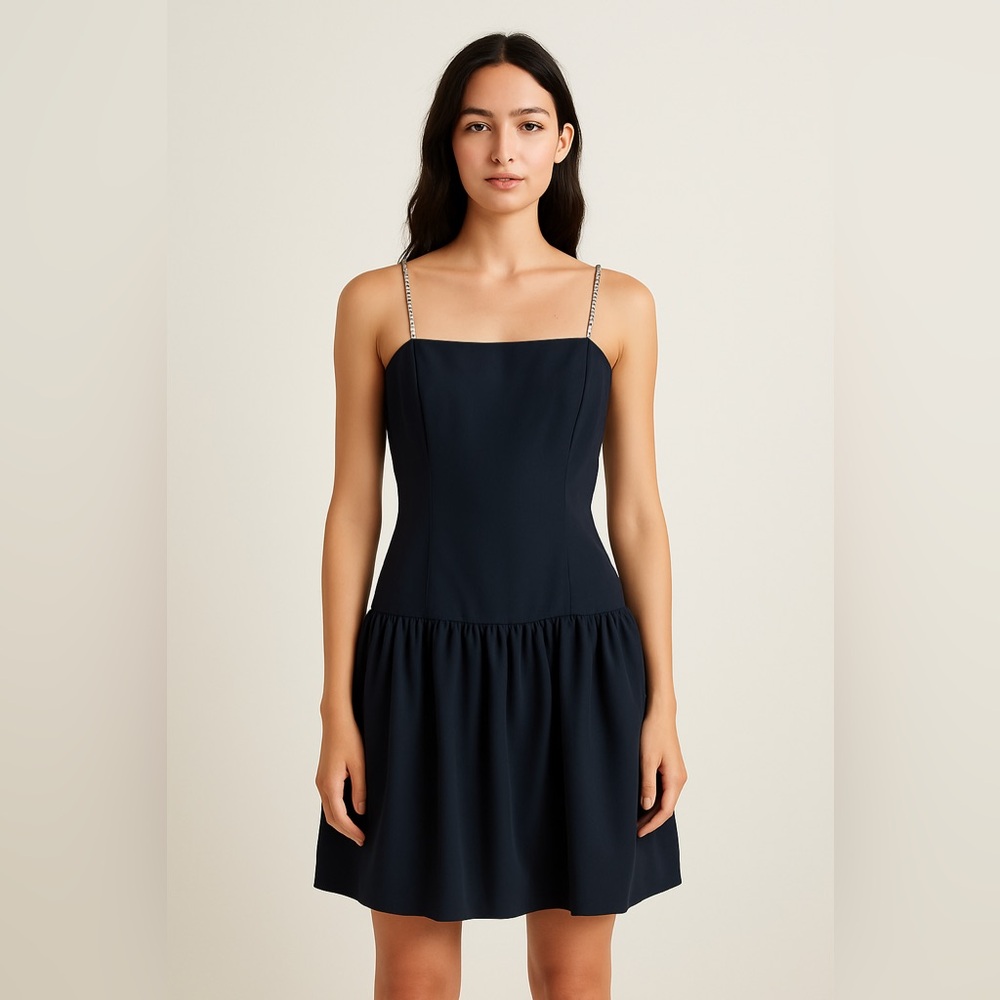 Vintage 1980s Morton Myles for The Warrens Navy Blue Rhinestone Strap Size 6